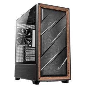 Antec FLUX ARGB Gaming Case Glass Side E-ATX Mesh Wood Front - BTF Ready - Black