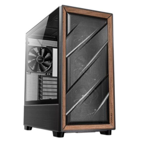 Antec FLUX ARGB Gaming Case Glass Side E-ATX Mesh Wood Front - BTF Ready - Black