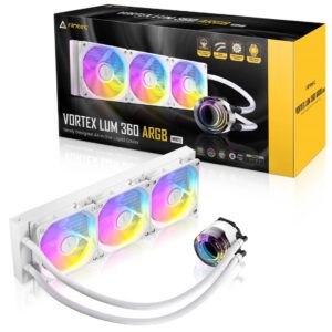 Antec Vortex Lum 360 ARGB CPU Liquid Cooler - 360mm Radiator - ARBG Fans - White