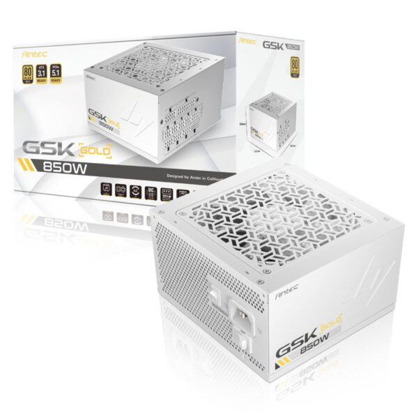 Antec GSK 850W Power Supply - ATX3.1 80 Plus Gold - Modular RCIe5.1 PSU - White