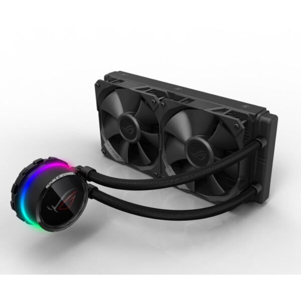 Second image of Asus ROG Ryuo 240mm Liquid CPU Cooler 2 x 12cm PWM Fan Full Colour OLED Display RGB