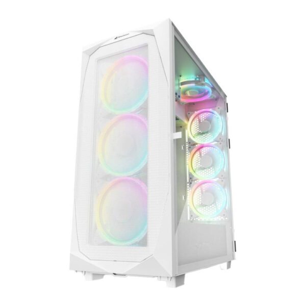 Sharkoon REV300 White ATX Mid Tower Tempered Glass PC Gaming Case