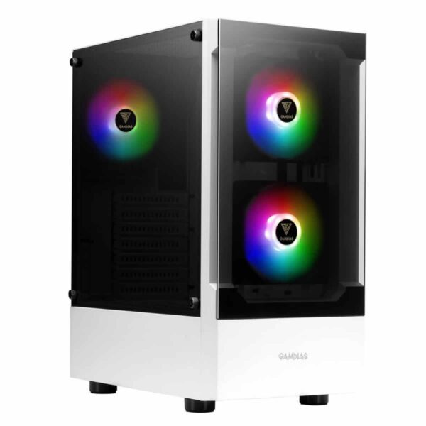 Gamdias TALOS E3 Gaming PC Case Mid-Tower ATX Case - White With 3 ARGB Fans