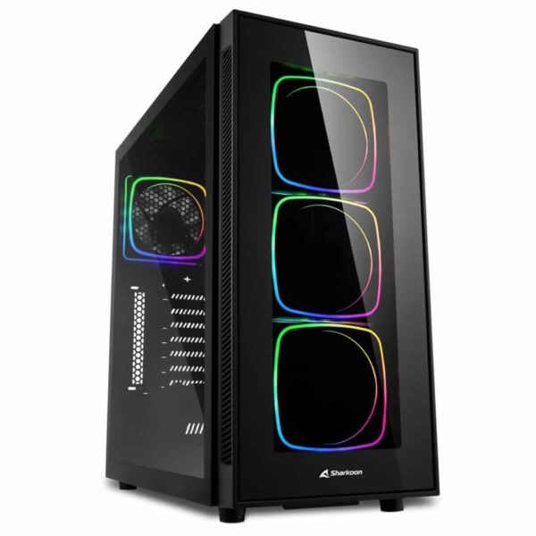 Sharkoon TG6 RGB Black Mid-Tower Tempered Glass PC Gaming Case