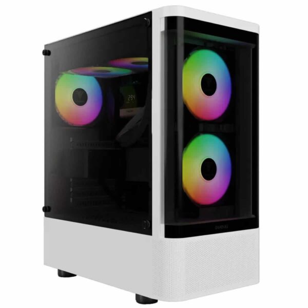 Gamdias TALOS E3 CG WH Mid-Tower Curved Glass Panel White Case