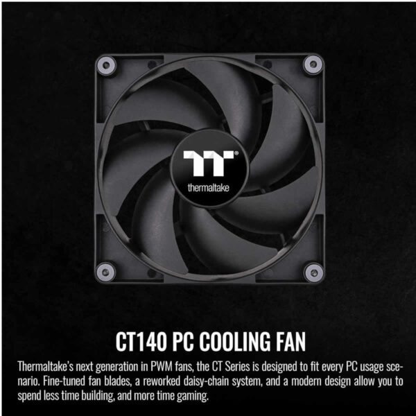 Second image of Thermaltake CT140 PWM PC Cooling Case Fans 2 Pack Black CL-F148-PL14BL-A