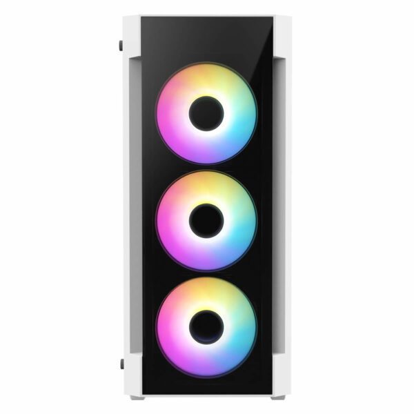 Second image of Destroyer White ATX Gaming Case with Tempered Glass Front and Side Panel with 6 x ARGB Fans and 6-Port MB Sync Hub