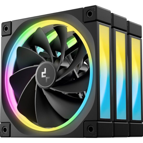 DeepCool FL12 120mm PWM Reverse Fan Flow Case Fan - Black - Triple Pack