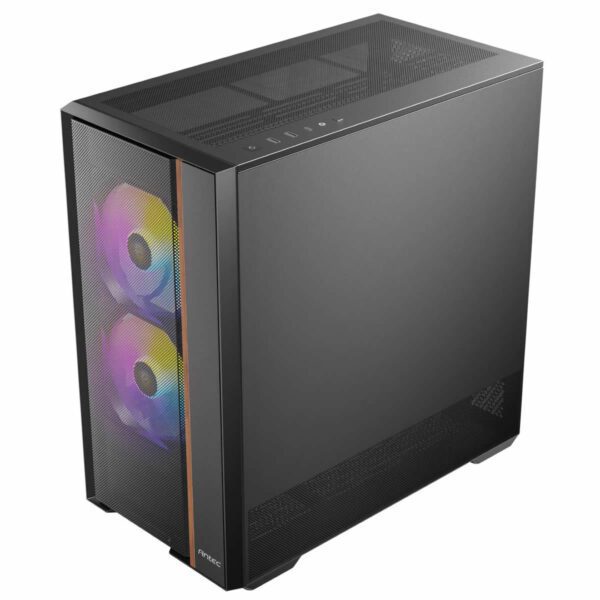 Second image of Antec FLUX Rear Gaming Case ATX Mesh Wood Front - Black - ARGB Fans