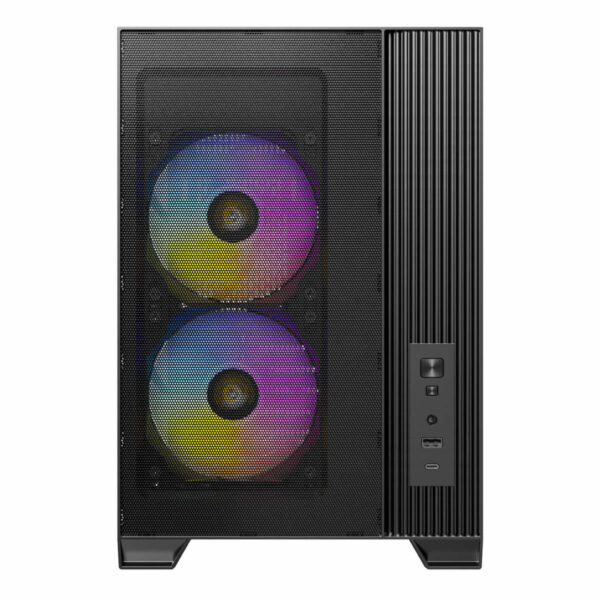 Second image of Antec FLUX M Gaming Case Micro ATX Mesh Wood Front - Black - ARGB Fans