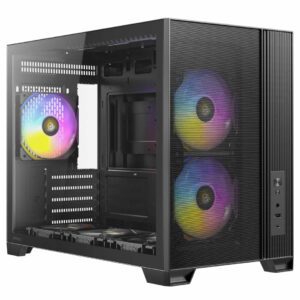 Antec FLUX M Gaming Case Micro ATX Mesh Wood Front - Black - ARGB Fans