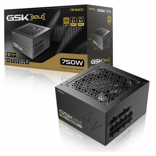 Antec GSK ATX3.1 750W V2 80 Plus Gold Full Modular Power Supply - Black