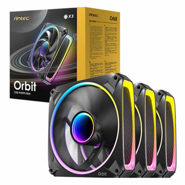 Antec Orbit 120mm ARGB 200-2000Rpm Case Fan -Black - 3 Pack