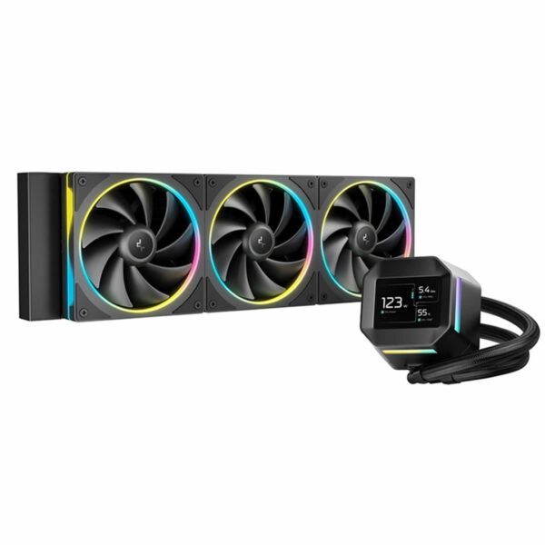 DeepCool LM360 Black Liquid AIO CPU Cooler ARGB 360mm Radaitor - 2.4 Inch Display