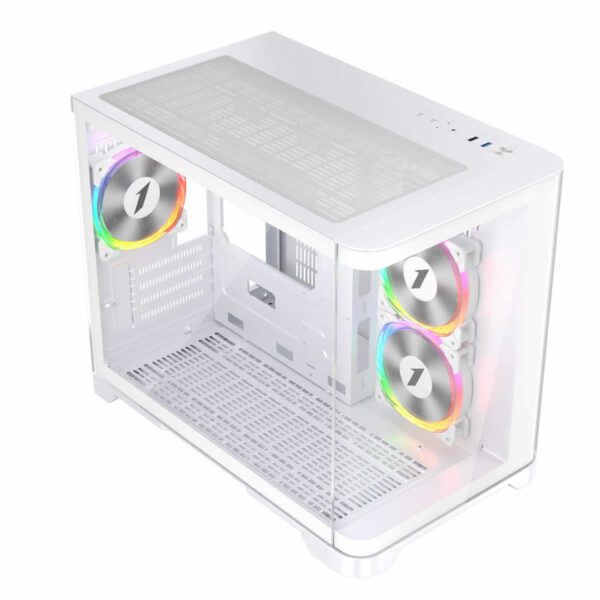 Second image of 1st Player UV6 Micro ATX White Case with 3 RGB Fans