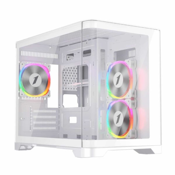 1st Player UV6 Micro ATX White Case with 3 RGB Fans