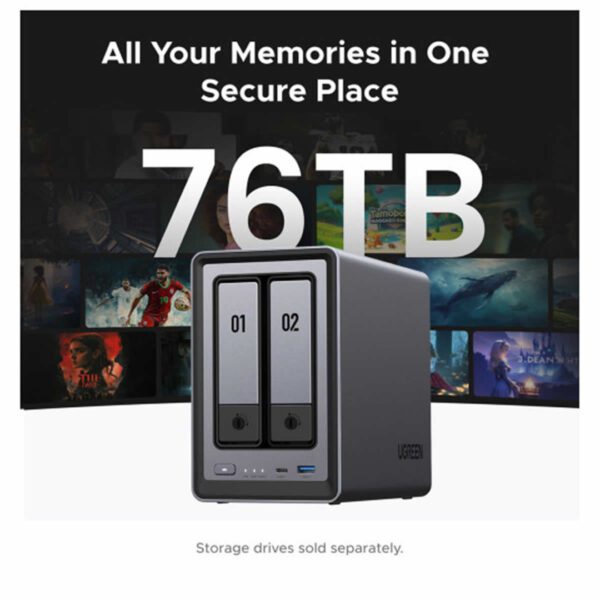 Second image of UGreen NASync DXP2800 2 Bay Network Attached Storage Enclosure - Diskless