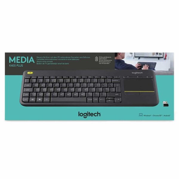 Logitech K400 Plus Wireless Touch TV Keyboard - Media Control - Built-in Touchpad