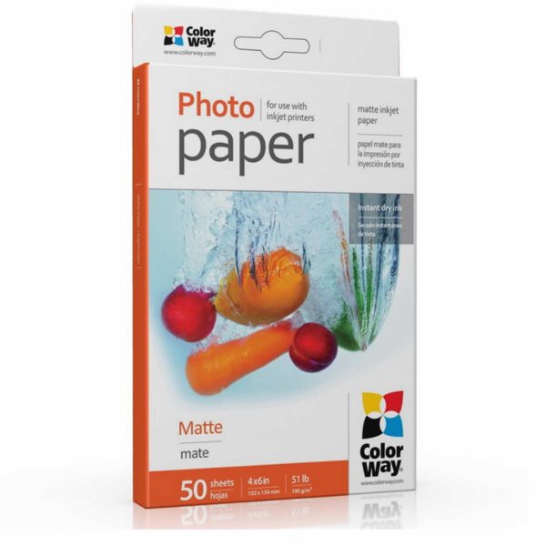 ColorWay Matte 6x4 190gms Photo Paper 50 Sheets