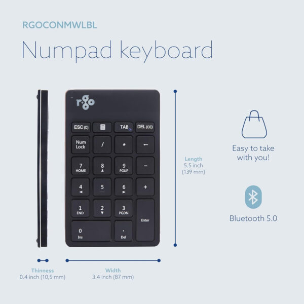 Second image of Numeric Keypad R-Go Numpad Break Ergonomic Numeric Keypad Bluetooth Black With Break Software