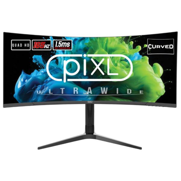 piXL 34 Inch Ultrawide Curved 165Hz 1.5ms Gaming Monitor - Height Adjustable
