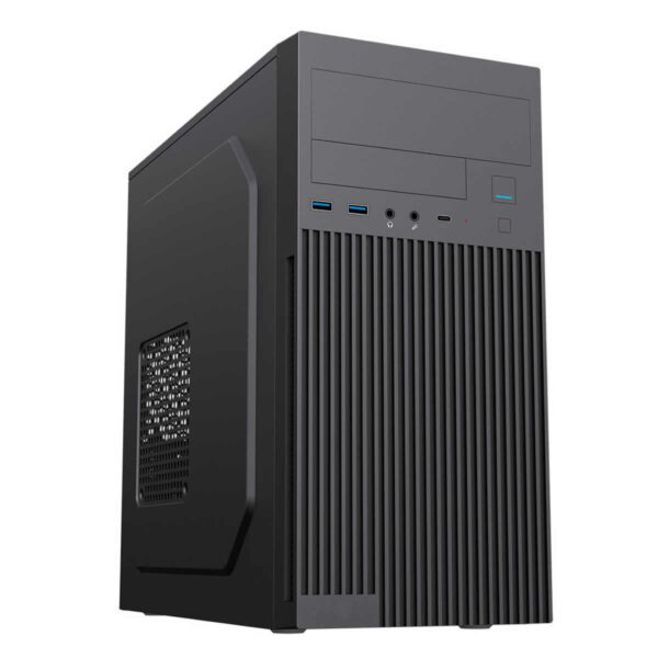 CiT Mentor Micro-ATX Case - USB-C - Black - 80mm Rear Fan, Professional Office Design