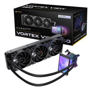 Antec Vortex View 360 ARGB Liquid AIO CPU Cooler - 5 Inch Swivel Screen (Black)