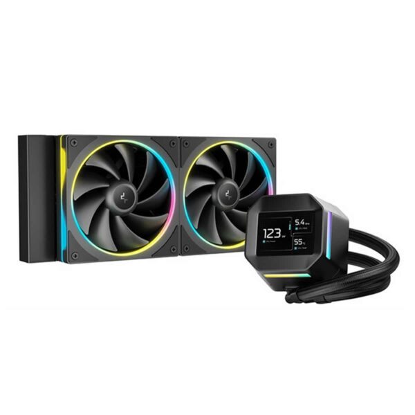 Second image of DeepCool LM240 240mm ARGB AIO Liquid Cooler - 2.4 Inch IPS Display, Black (LM240)