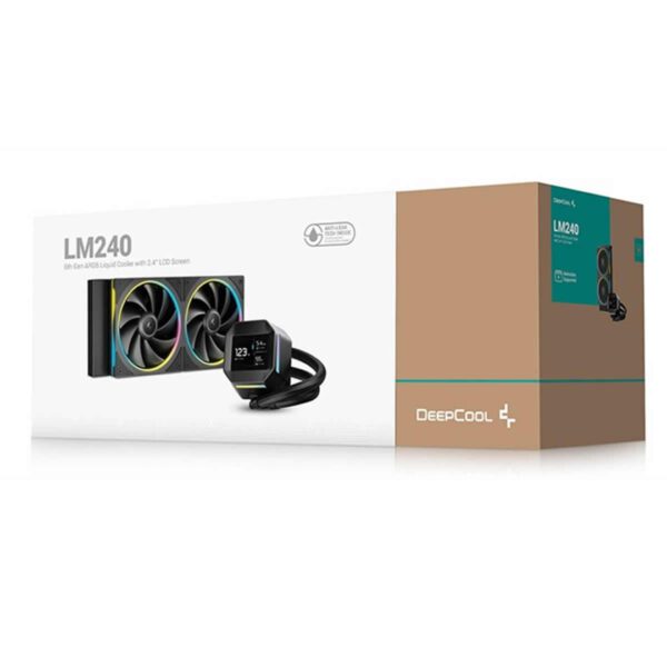 DeepCool LM240 240mm ARGB AIO Liquid Cooler - 2.4 Inch IPS Display, Black (LM240)