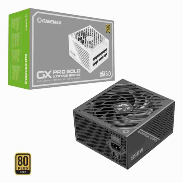 GameMax GX-850W Pro Modular 80 Plus Gold ATX3.0 PCIe 5.0 Black Power Supply With 135mm FDB Fan