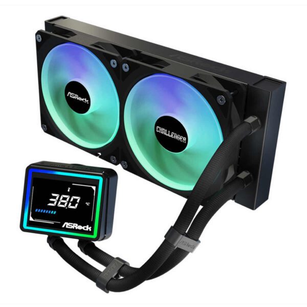 Second image of ASRock Challenger 240 Digital AIO CPU Cooler - Black 240mm ARGB 3 Inch Screen Intel/AMD