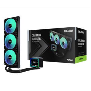 ASRock Challenger 360 Digital AIO CPU Cooler - Black 360mm ARGB 3 Inch Screen Intel/AMD