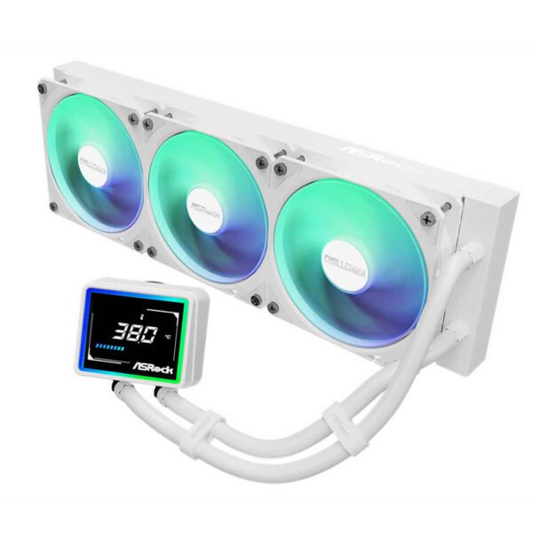 Second image of ASRock Challenger 360 Digital AIO CPU Cooler - White 360mm ARGB 3 Inch Screen Intel/AMD