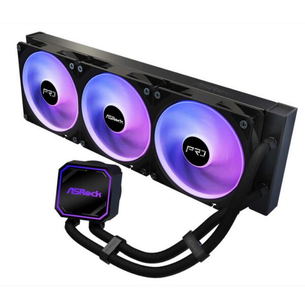 Second image of ASRock Pro 360 ARGB CPU Cooler - Black 360mm Radiator Dual PWM Fans Intel/AMD