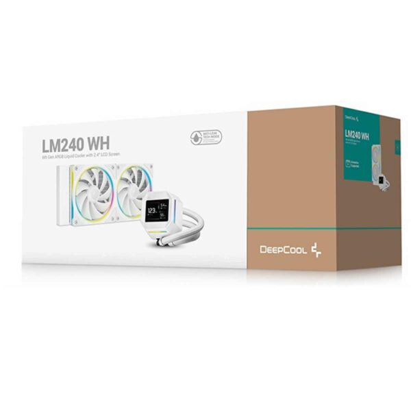 DeepCool LM240 AIO CPU Liquid Cooler - White 240mm IPS Screen ARGB Intel/AMD