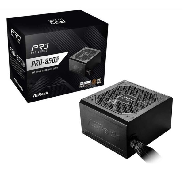 ASRock PRO-850B ATX Power Supply - 850W PSU 80+ Bronze 120mm Silent Fan High Eff