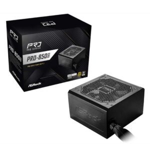 ASRock PRO-850G ATX Power Supply - 850W PSU 80+ Gold 120mm Silent Fan High Eff