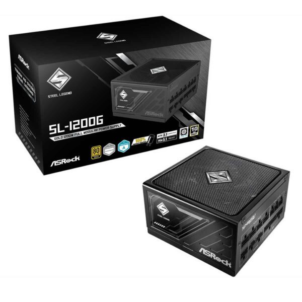 ASRock Steel Legend SL-1000G Gold ATX 3.1 PSU - 1000W Power Supply PCIe 5.1 Fully-Mod