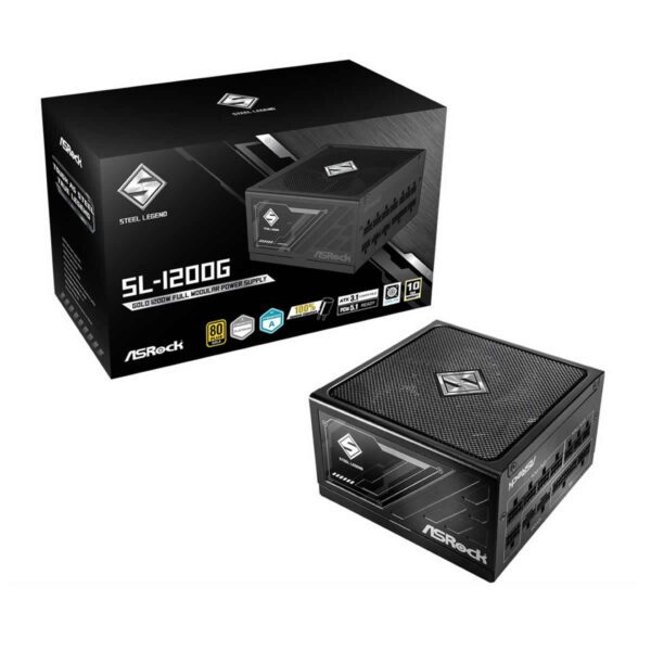 ASRock Steel Legend SL-1200G Gold ATX 3.1 PSU - 1200W Power Supply PCIe 5.1 Fully-Mod