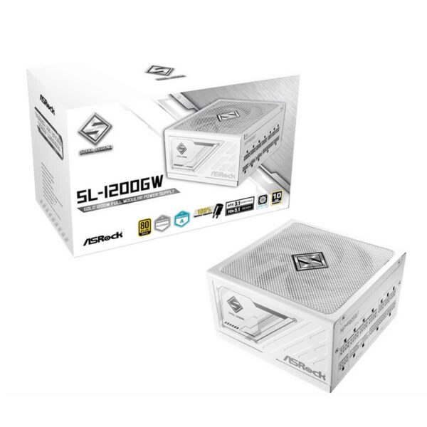 ASRock Steel Legend SL-1200G Gold ATX 3.1 White PSU - 1200W Power Supply PCIe 5.1 Fully-Mod
