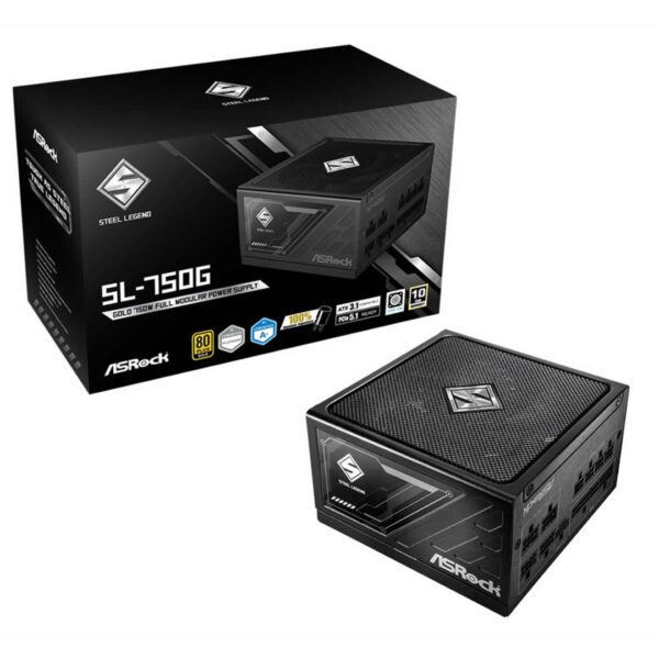 ASRock Steel Legend SL-750G Gold ATX 3.1 PSU - 750W Power Supply PCIe 5.1 Fully-Mod