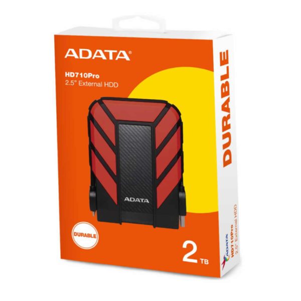 Adata HD710 Pro 2TB External Hard Drive - Red - USB 3.1 IP68 Waterproof